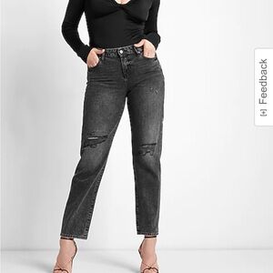 Express women’s Low Rise Black Ripped Boyfriend Jeans size 8 trendy NEW